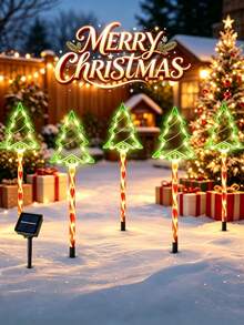 1pc Solar Christmas Tree Light, Waterproof Christmas Tree Design Lawn Decorative Light, Suitable For Christmas Tree Decoration, Winter Outdoor Garden Courtyard, Path, Fence, Step, Terrace, And Christmas Party Atmosphere Lights - Christmas Tree - View 2