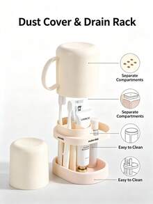 Toothbrush Holder, Bathroom Toothbrush Holder, Countertop Bathroom Storage Rack, Multi-Functional Toothbrush And Toothpaste Storage Rack, Bathroom Accessories, Multi-Functional Toothbrush Holder With Dust Cover, Drain Cup Holder, Household Multi-Functional Toothbrush Holder - Multicolor - View 5