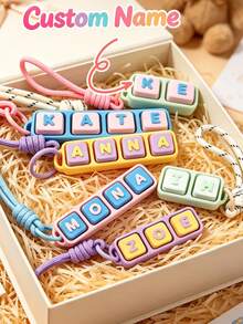 Personalized Name Push-Button Keychain–Custom Name Keychain With Mechanical Keyboard Switch Fidget Charm (Includes Keycap) – Satisfying Tactile Click - Multicolor - View 3