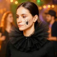 1pc Gothic Black Mesh Multi-Layer Halloween Costume Detachable Collar Accessory, Witch Wizard Costume Neck Prop, Suitable For Party, Festival, Ball Costume Accessory - Multicolor - View 4