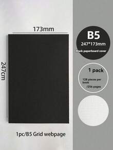 1/3pcs Premium Black Cardboard Notebook With 256 Square Blank Pages, Sturdy Cover And Acid-Free Paper. Ideal For Office Work, School Projects, Travel Diary, Daily Planning, And Creative Sketching. A Great Gift For Students And Teachers. - Rectangle - View 19