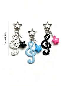 1pc Korean Vintage Sweet Polka Dot Fabric Musical Note Keychain, Five-Pointed Star Musical Note (Note: Musical Note Material Is Fabric), Bag Pendant, Suitable For Friends, Family, Valentine's Day Gift, Birthday Gift, Holiday Gift, Party Gift - Multicolor - View 10