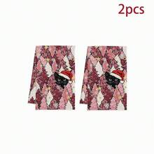 Set Serbet Dapur Natal 2/4/6 pcs Motif Kucing Hitam, Handuk Dapur Natal - MultiWarna - View 10
