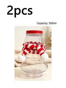 Set Of 2 Christmas Gift Containers (Featuring Snowman, Gingerbread Man, And Christmas Tree-Shaped Bodies, Complete With Scarves); Suitable For DIY Christmas Decorations, Gift Wrapping, Party Favors, New Year's Celebrations, And Birthday Parties. - Multicolor - View 12