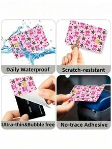 2pcs Credit Card Privacy Protection Stickers, Cherry Blossom Pattern Birthday Gift PVC Material Anti-Fingerprint Anti-Scratch Wear-Resistant Card Skin, Card Protector, Suitable For Men, Women, Couples, Chip Cards, Bank Cards, Decoration Stickers, Credit Cards, Transit Cards, Student Campus Cards, Personalized DIY Customization - 2pcs - View 3