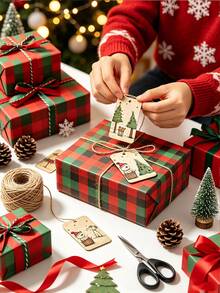 50pcs Cute Christmas Gift Tags With Jute Rope - Fantasy Holiday Design, Includes Bear, Reindeer, Christmas Tree, Angel And Dog, Holiday Paper Party Gift Tags, Suitable For Christmas Gifts, Gift Wrapping And DIY Crafts - Multicolor - View 7