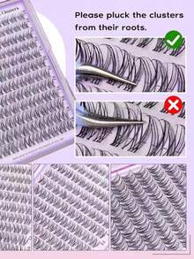120 Clusters Invisible Band Lash Cluster Set Wispy Natural Lash Extension Kit DIY Lash Extension Kit C Curl 10-16mm Lash Clusters Individual Lash Set - C - View 7