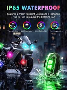 Wireless Remote Control RGB LED Flashing Light, Colorful Flashing Warning Light, Multi-Mode Car Interior Atmosphere Light, Rechargeable Car And Motorcycle Light, Car Accessories, Party Decoration, Christmas Halloween Gift - A - View 3