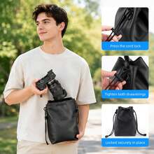 PULUZ Camera Inner Protective Pouch, Thick Padded Portable Storage Bag With Shoulder Strap, Suitable For Mirrorless And DSLR Cameras, Size M, Black - View 6