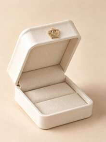 1pc Elegant Cream Jewelry Gift Box, Ring Earring Necklace Bracelet Storage Display Box, Gold Button Closure, Luxury Wedding Engagement Proposal Gift Packaging Box - White - View 12