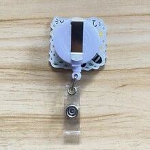 Retractable D Card Holder Reel With Cute Cartoon Design, Nurse Hospital Badge Holder Office Lanyard 1pc - X1063 - View 3