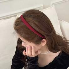 1pc French Style Narrow Satin Solid Color Headband, Elegant Minimalist High-Crown Hair Clip For Early Autumn, Wearable Hair Accessory For Face Washing - Multicolor - View 3