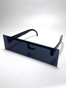 Plus Size Rectangular Party Mirror With Glasses Strap - Black - View 2