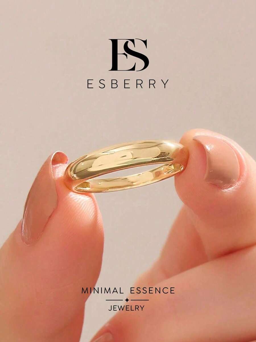 ESBERRY 1件 S號 極簡 4mm 素環戒指，精緻珠寶，女性禮物
