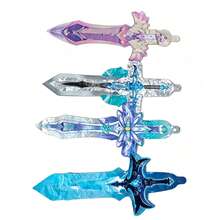 10pcs Polyester Film Sword-Shaped Balloons, Game Themed Party Decorations & Children's Toy Balloons, Reusable Inflatable For Birthday, Cosplay And Holiday Celebrations - Multicolor - View 2