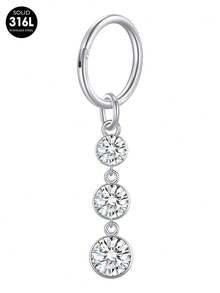 CIZME 1pc Belly Button Rings 14G Gold Plated Clicker Belly Rings For Women,Dangle Cubic Zirconia Navel Piercing Stainless Steel Belly Piercing Jewelry - Multicolor - View 6