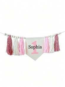 Personalized Birthday Banner, Birthday Tassel Banner, Party Hats And Birthday Decorations, Customized Name High Chair Banner - Multicolor - View 8