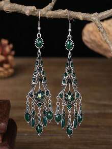 1 Pair Chinese Style High-End Colorful Rhinestone Women's Earrings - Antiquity - View 12