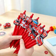 10pcs Fire Truck Ballpoint Pens,Black Ink Smooth Writing Pen, Suitable For Study,School Office Supplies, Perfect Gift For Friends,Students - Multicolor - View 1