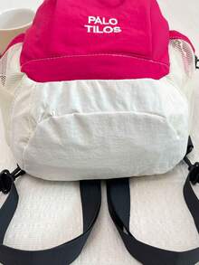 Contrast Color Drawstring Nylon Backpack, Lightweight Minimalist Large Capacity Casual Bag, Portable Small Backpack For Outdoor Short Trips - Multicolor - View 6