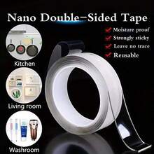 2pcs 1/2/3/5/10m Super Strong Double-Sided Transparent Tape, Waterproof Reusable Clear Double-Sided Tape, Suitable For Kitchen & Bathroom Items - Transparent - View 2