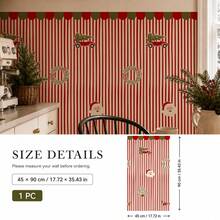 Christmas Half Wall Decal, Red & Green Stripe Peel And Stick Removable Wall Decor For Living Room, Bedroom & Entryway - Christmas - View 12