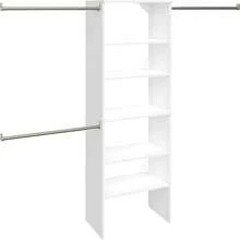 Wood Closet Organizer System With Shelves And Hanging Rods Adjustable Closet Storage System Walk In Reach In Closet Bedroom - Pure White Finish - View 1