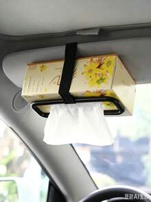 2pcs Car Tissue Box Clips – Adjustable Elastic Strap Holder – Universal Black Mount For Sun Visors And Headrests – Multifunctional Interior Tissue Organizer – Compatible With Most Car Models - Multicolor - View 7