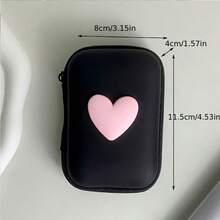 1pc Handmade Heart Pattern EVA Storage Bag Earphone Pouch Coin Zipper Pouch Data Cable Organizer Bag - Multicolor - View 8
