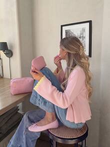 Busana Musim Gugur Wanita: Kardigan Rajut Warna Pink dengan Kerah Bulat, Kancing, dan Lengan Panjang, Cocok untuk Kembali ke Sekolah dan Bepergian. - MultiWarna - View 3