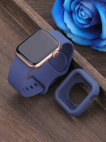 2件裝防摔防水矽膠手錶保護殼，相容 40mm 41mm 42mm 44mm 45mm 46mm，3D 設計柔軟彈性運動戶外手錶殼，適用於 Series 12/11/10/9/8/7/6/5/4/SE，男女通用智慧手錶保護殼 - 矽膠錶殼-午夜藍 - 查看 6