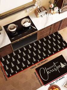 1/2pcs Christmas Floor Mat, Christmas Tree Pattern Merry Christmas Kitchen Rug, Winter Home Decor Low-Key Kitchen Carpet, Christmas Holiday Gift! - Multicolor - View 16