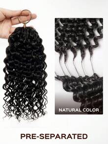 MEGALOOK Bohemian Style Water Wave Crochet Braids 10 Packs/20 Packs 100% Human Hair Natural Black Knotless Pre-Split Feather Crochet Hair Lightweight Human Hair Extensions - SNatural - View 7