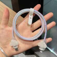 Cloud Star Fluff Style Charger & Cable Protector Set, Durable Apple 18-20W Charging Cable Protective Case, Anti-Breakage Cable Organizer - Multicolor - View 2