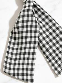 1pc Thickened Knotted Fabric Plaid Keychain Car Key Holder Bag Charm Casual Zinc Alloy All Season - Black - View 3
