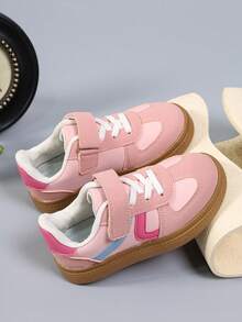 Sepatu Sneakers Anak Perempuan Shu Rui Warna Pink Manis, Sepatu Kasual Praktis dengan Perekat Velcro, Serbaguna untuk Penggunaan Sehari-hari di Dalam dan Luar Ruangan - Berwarna merah muda - View 2