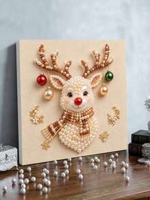 Handmade Pearl Painting Set, Cartoon Elk Design, Full Set Of Hand Tools, Latest Picture Frame Art, Christmas Gifts. - A - View 5