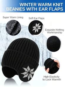 1pc Unisex Folded Brim Winter Knit Hat, Elastic Ear Protection Knit Hat, Thick Warm Winter Hat, Outdoor Cycling Skiing Ear Protection Cold-Proof Hat - Multicolor - View 10