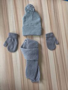 4pcs/Set 1-3 Years Old Kids Knitted Hat Scarf Gloves Set, Baby Warm Knitted Hat, Girls Wool Hat, Suitable For Cold Winter - Multicolor - View 5