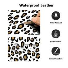 White Brown Leopard Print Mouse Pad | Non-Slip Leather Desk Mat, With 2D Flat HD Printing, Durable And Stylish, Suitable For Gamers And Office Use, Perfect For Halloween And Christmas, Reusable - View 3