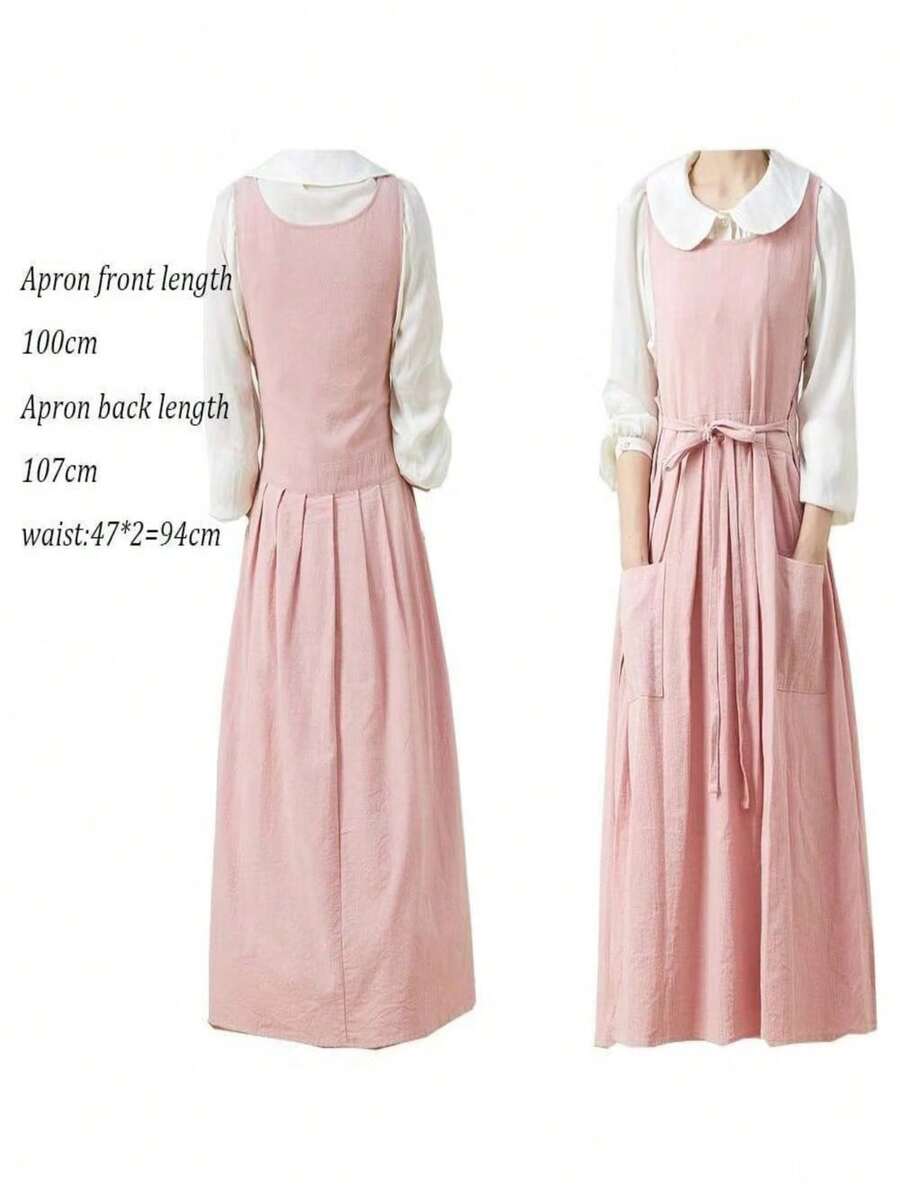 Spring/Summer Lightweight Reversible Apron, Adjustable Waist, Soft With Pockets, Suitable For Gardening, Elegant And Light, Also Applicable For Kitchen, Bathroom, Home And Other Places - Multicolor - View 1