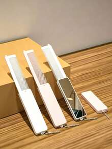 2-In-1 Portable Folding Comb With Mirror, Mini Pocket Comb With Transparent Mirror, Lightweight Travel Makeup Comb With Bead Chain, Compact Slim Design Easy To Store, Portable Small Mirror With Mini Mirror Comb Integrated Folding Mirror For Touch-Ups And Grooming, Travel And Vacation Essential - Multicolor - View 2