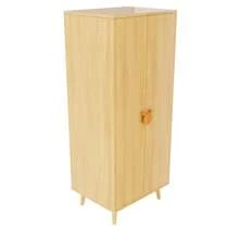 Wardrobe (Single Piece, 70 X 55 X 170 Cm), Double-Door Design With Spacious Storage Compartments, Cartoon-Shaped Handles, And Raised Legs, Wood Color. - 1 - View 9