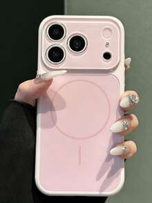 Luxury Liquid Silicone Shockproof MagSafe Phone Case, Compatible With IPhone 17 Pro Max 17 Pro 17 16 15 14 13 Pro Max, Wireless Charging Anti-Shock Magnetic Protective Shell - Pink - View 2