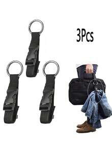 3pcs Durable Black Nylon Luggage Strap With Anti-Theft Clip, Multifunctional Handbag Clip, Convenient To Carry, Adjustable Suitcase Security Belt, Ideal For Travel, Airline, Trolley, Backpack, Stroller, Commute, Daily Use, Summer Vacation - View 9