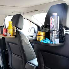 Car Seat Back Folding Tray Table Portable Dining Table Beverage Cup Holder Multi-Functional Storage Rack Car Accessories - A - View 2