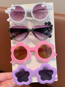 1/4/8pcs 2026 New Cute Dual-Color Cat Bowknot Design Sunflower Heart-Shaped Fashion Square Frame Glasses For Boys Girls Infants - Multicolor - View 13