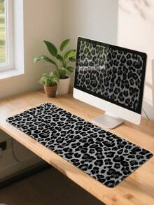 Large Desk Mouse Pad, Grey‑Black Leopard Animal Print, Non‑Slip Rubber Base Keyboard Mat For Home Office Gaming Desktop Decoration - View 5