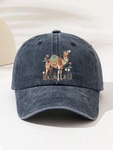 Fashionable Adjustable Baseball Cap - European And American Style Duckbill Cap, Suitable For Camping, Travel, Party And Hip-Hop Culture, Perfect For Outdoor Activities, Printed With "Camel" Pattern And Text, Elegant And Versatile, Great For Camping And Casual Wear, Perfect Gift For Family And Friends - Washed Cap - View 8