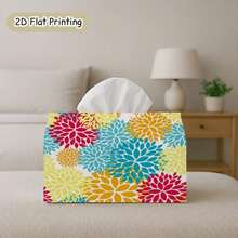 2D Flat Print, 1pc Tissue Box, Floral Pattern Decor On Dark Background, Lightweight Tissue Box, Suitable For Bedroom, Kitchen, Bathroom, Tissue Box, Bedroom Decoration, Garden Party, Fashionable Decor - A - View 14